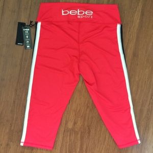 BEBE yoga, runner, gym leggings w/ sporty stripe